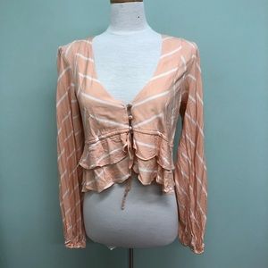 Free People | Women's Cropped Blouse | Peach | Size Small